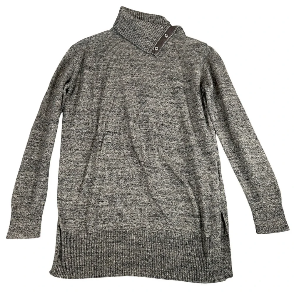 Gap Womens XS Gray‎ Marl Button Neck Turtleneck Sweater Cotton Blend Pullover